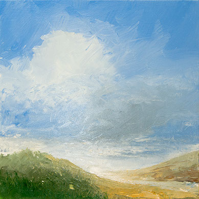 Landscape, skyscape painting. Oil on MDF panel by Huldrick.